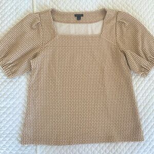 Ann Taylor Tan & Cream Puff Sleeve Top